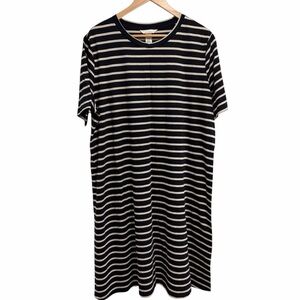 H&M Striped Navy and Cream 100% Cotton Maternity T-Shirt Dress New With Tags